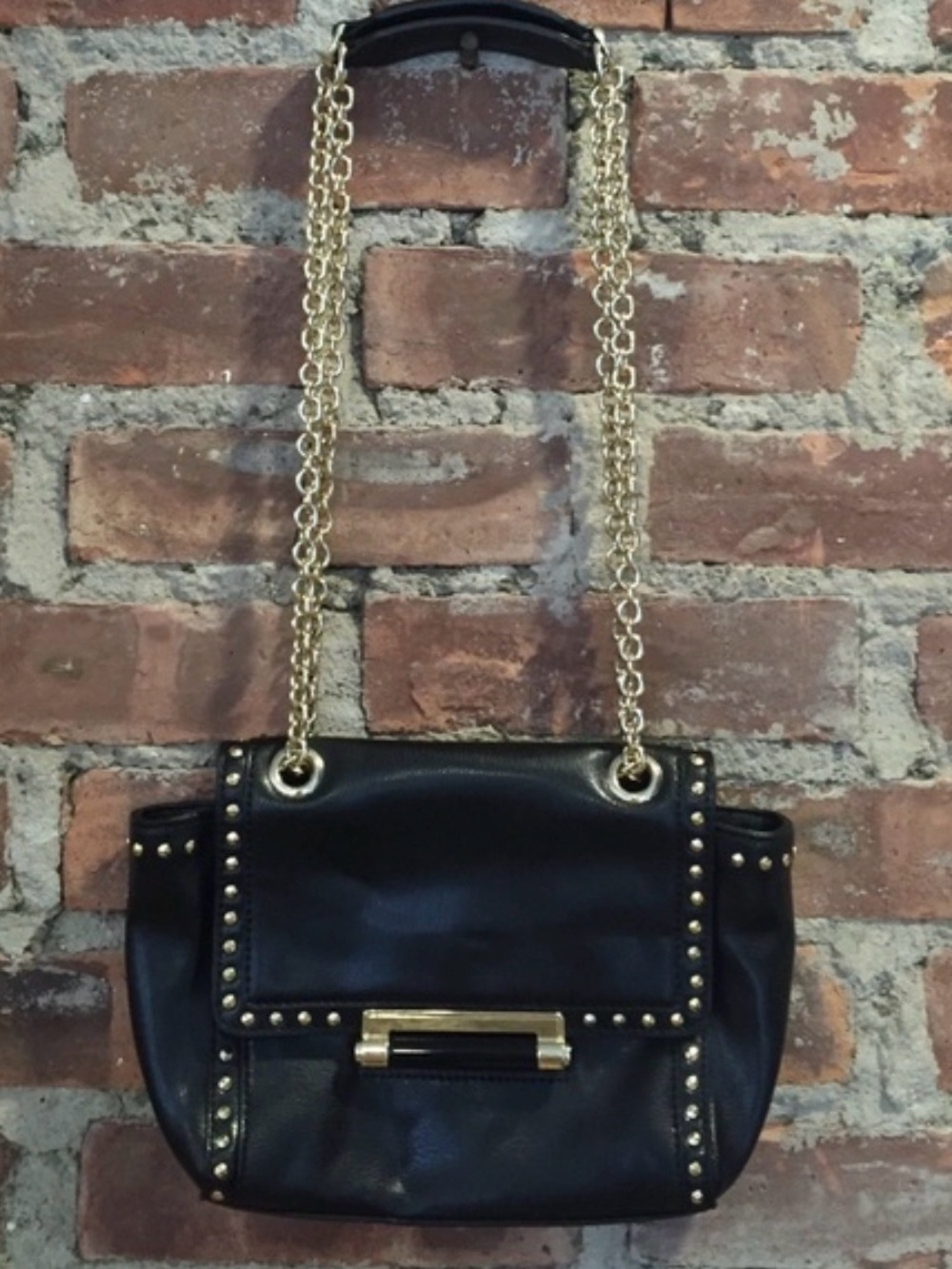 Diane von Furstenberg (DVF) Black Studded Leather Handbag